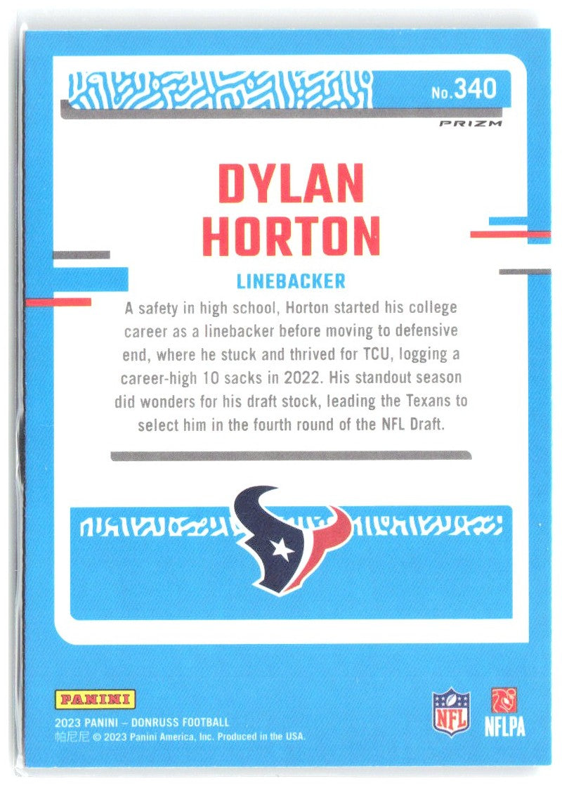 Dylan Horton Donruss - Optic Rated Rookie Holo Prizm 340 2023 Houston Texans