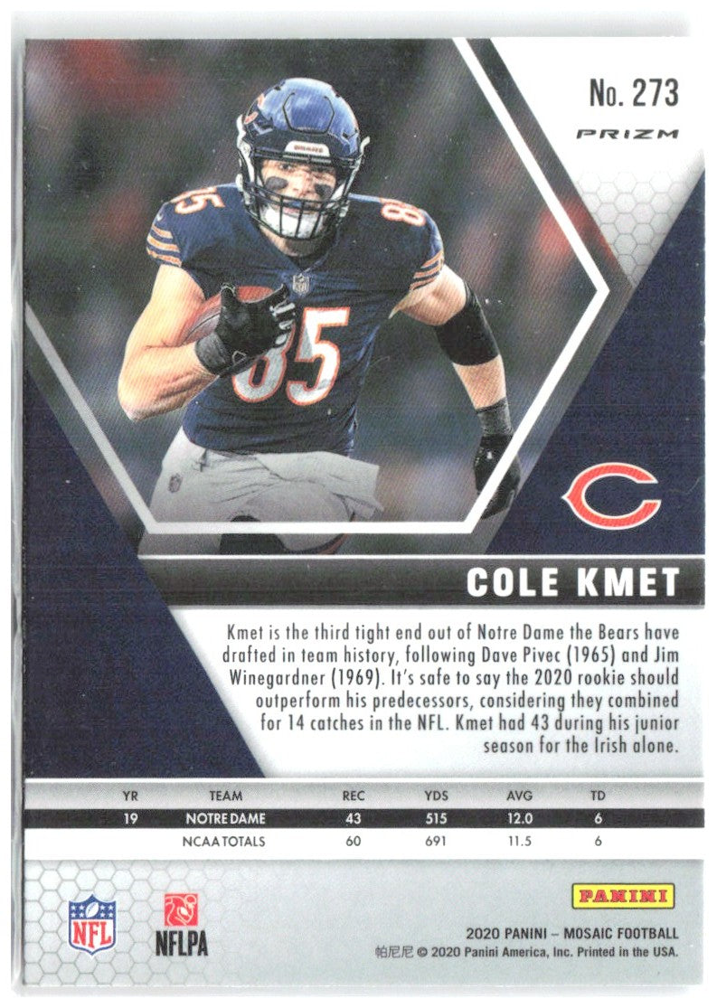 Cole Kmet Panini Mosaic - Prizm Camo Pink 273 2020 Chicago Bears