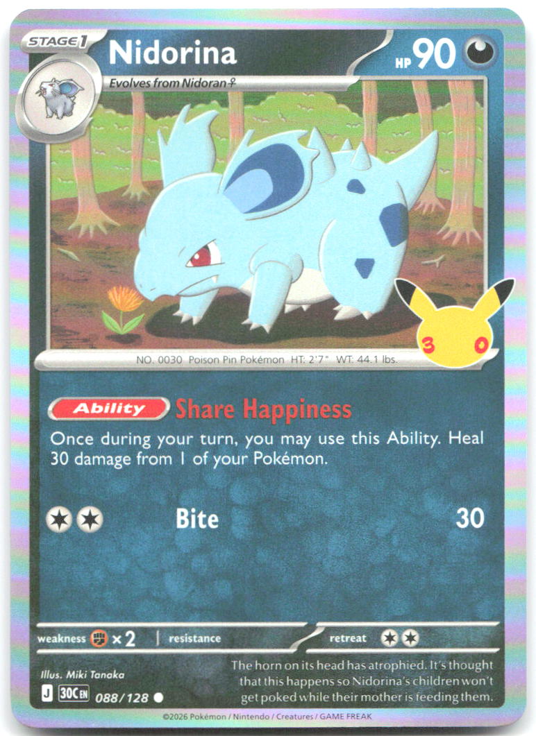 Nidorina Holo Common ME 30th Celebration 088/128 NM Miki Tanaka
