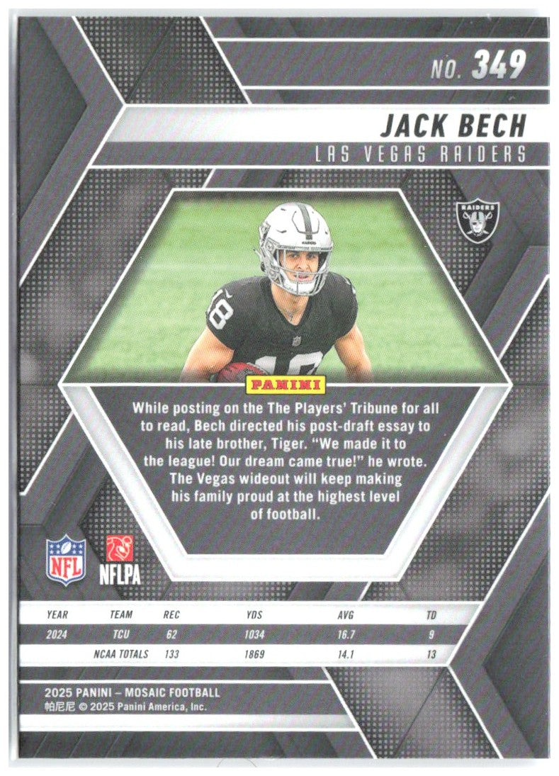 Jack Bech Panini Mosaic 349 2025 Las Vegas Raiders RC