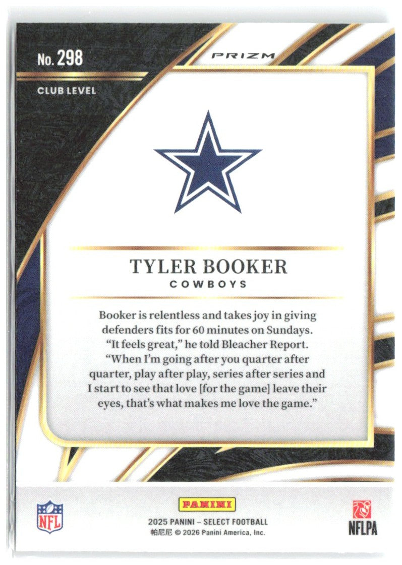 Tyler Booker Panini Select - Silver Prizm 298 2025 Dallas Cowboys