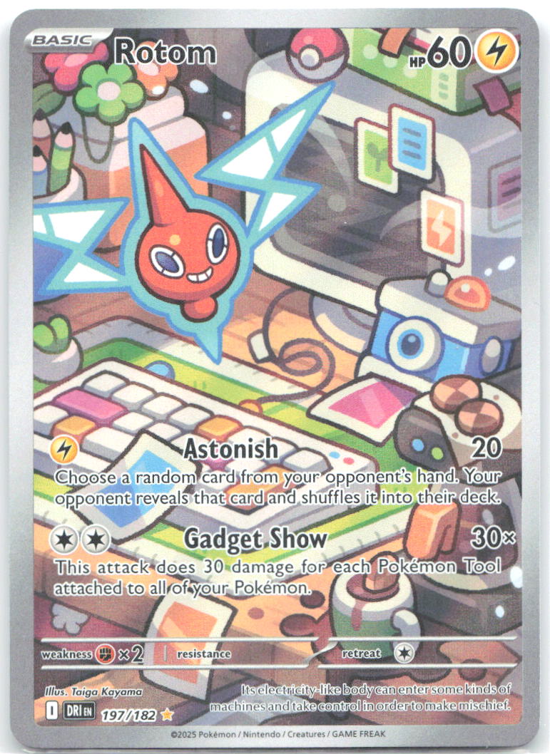 Rotom Holo Illustration Rare SV10: Destined Rivals 197/182 NM Taiga Kayama