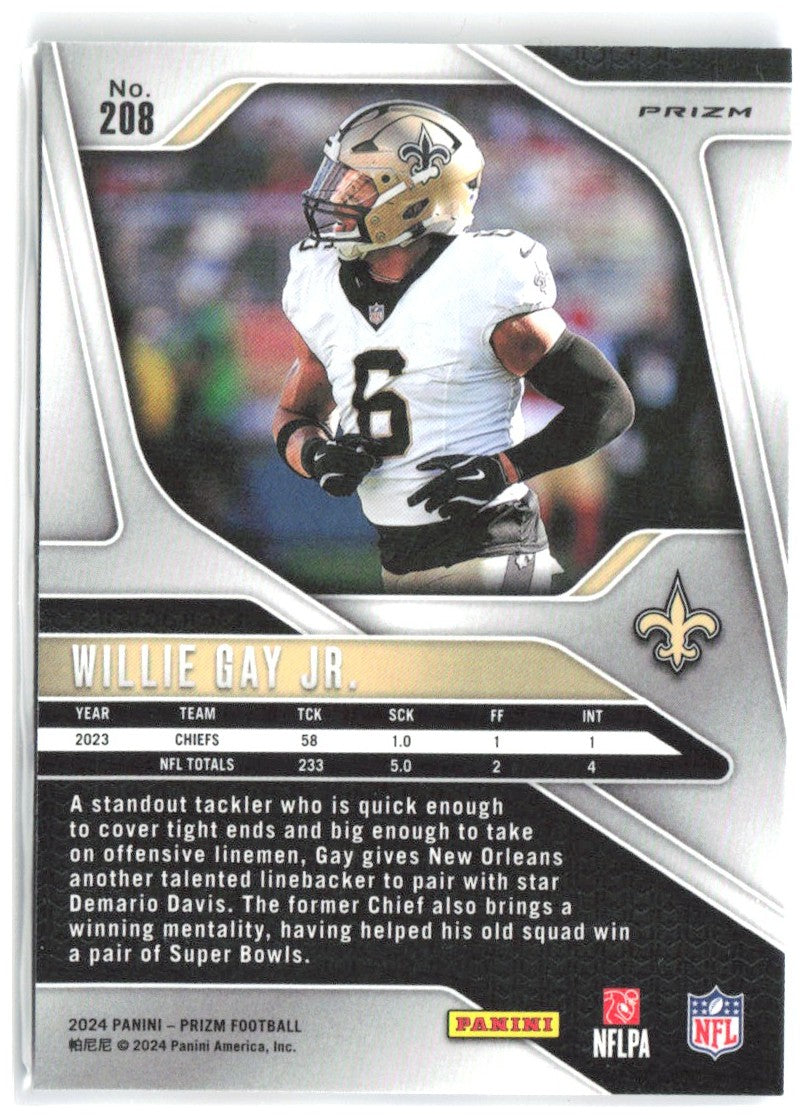 Willie Gay Jr. Panini Prizm - Red White and Blue 208 2024 New Orleans Saints