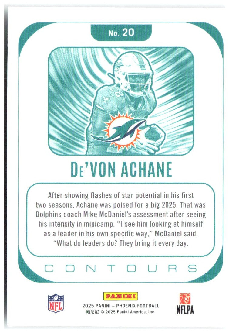 De'Von Achane Panini Phoenix - Contours 20 2025 Miami Dolphins