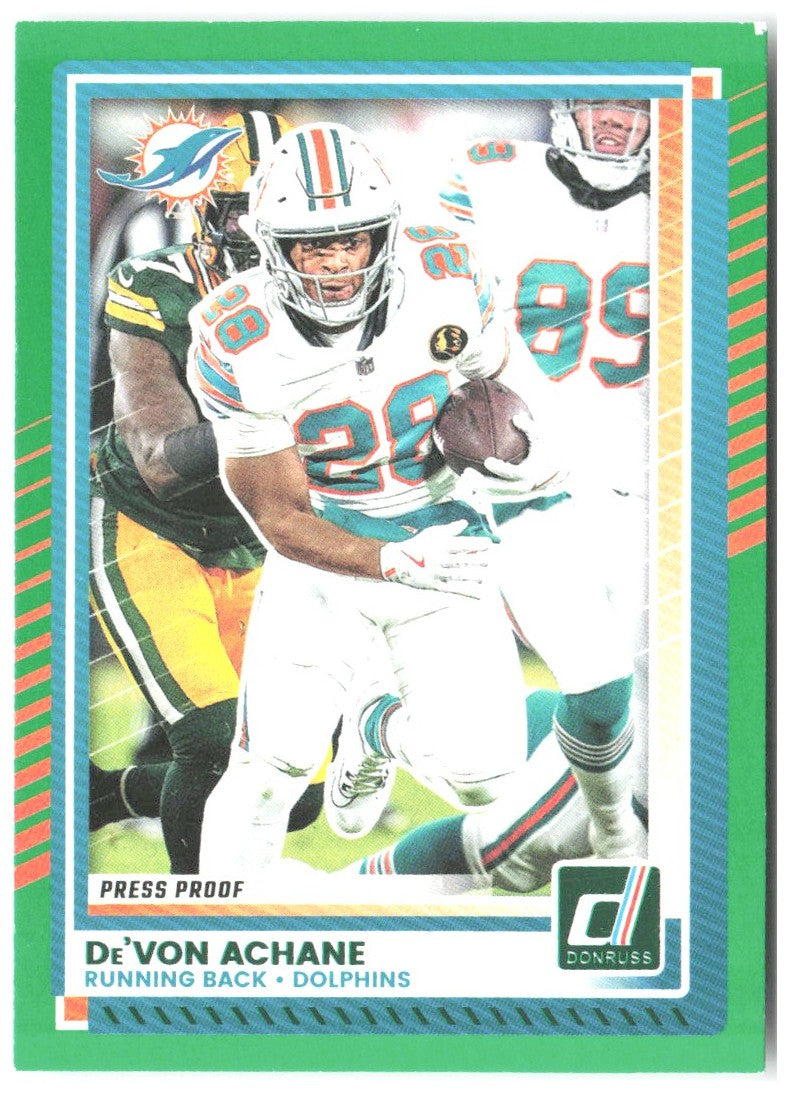 De’Von Achane Donruss - Press Proofs Green 110 2025 Miami Dolphins