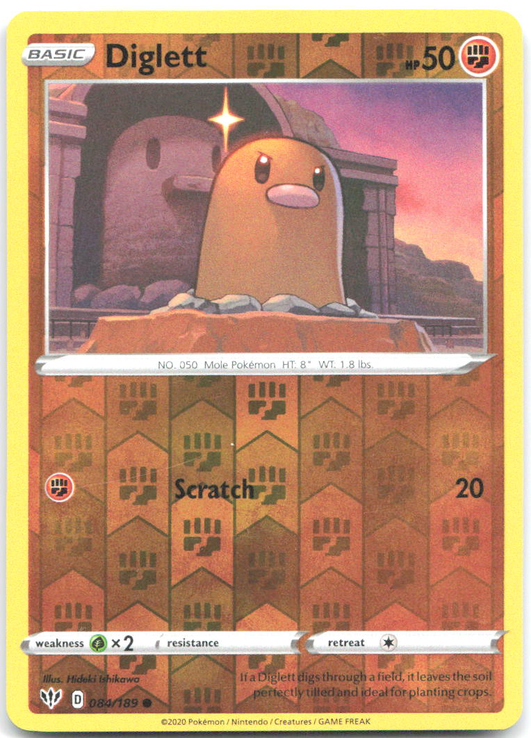 Diglett Reverse Holo Common SWSH03 Darkness Ablaze 084/189 NM Hideki Ishikawa
