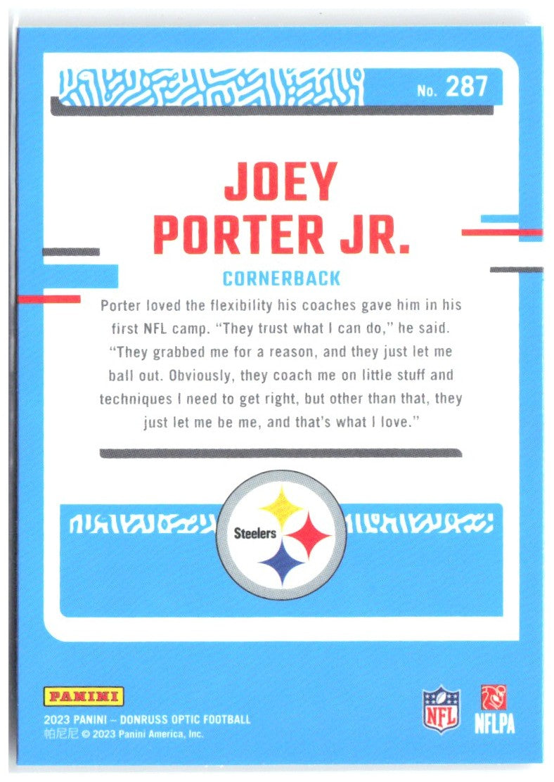 Joey Porter Jr. Donruss Optic 287 2023 Pittsburgh Steelers RC