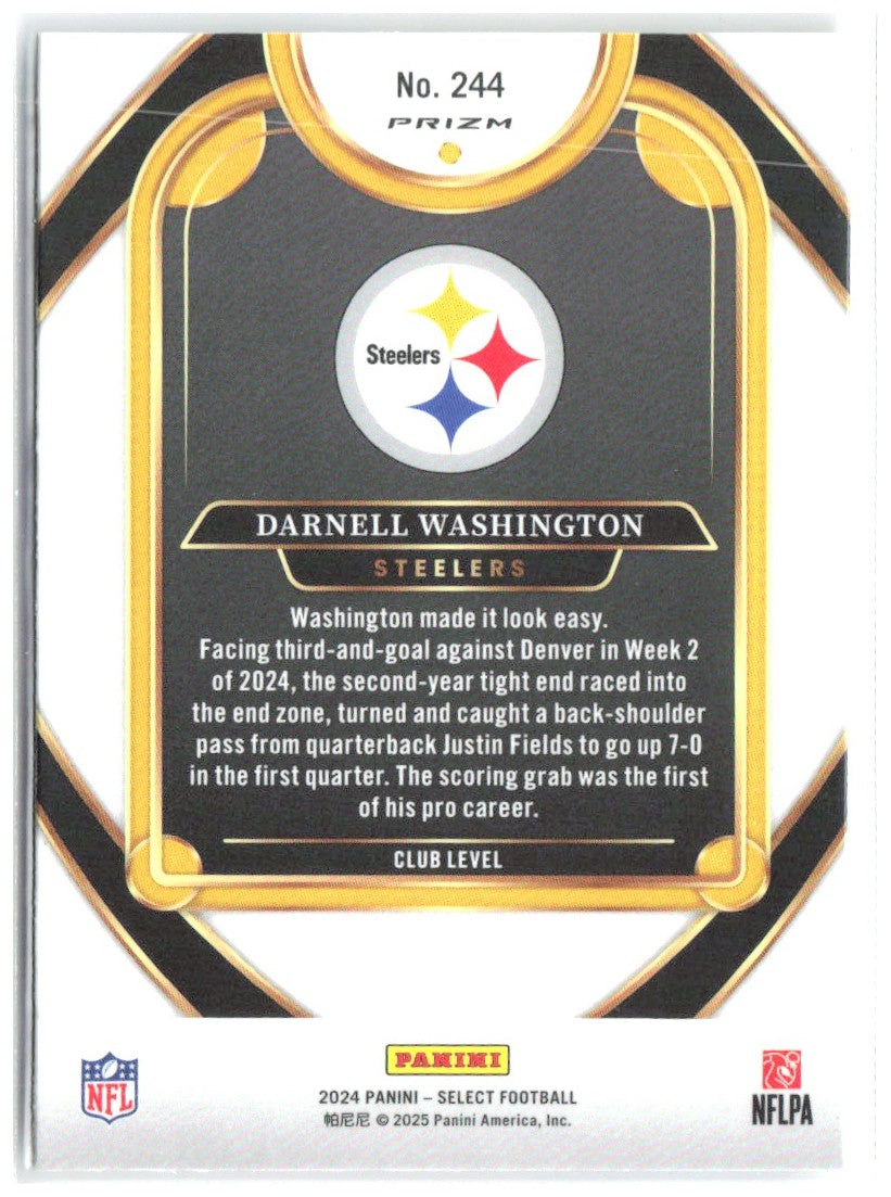 Darnell Washington Select Red & Yellow Prizm Shock 244 2024 Pittsburgh Steelers