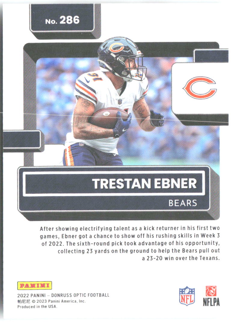 Trestan Ebner Donruss Optic 286 2022 Chicago Bears RC