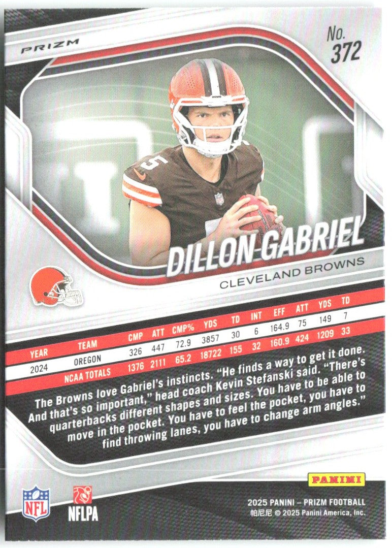 Dillon Gabriel Panini Prizm - Neon Green Pulsar 372 2025 Cleveland Browns