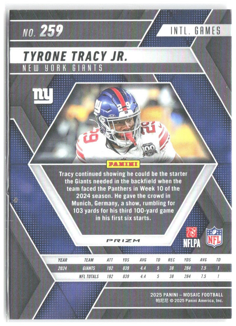 Tyrone Tracy Jr. Panini Mosaic - Mosaic Red 259 2025 New York Giants