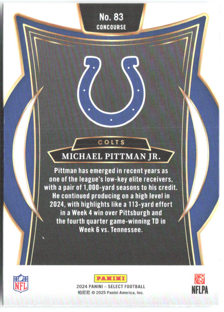 Michael Pittman Jr. Panini Select 83 2024 Indianapolis Colts