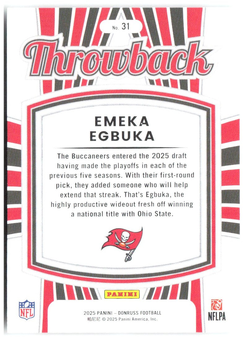 Emeka Egbuka Donruss - Rated Rookies Throwback 31 2025 Tampa Bay Buccaneers