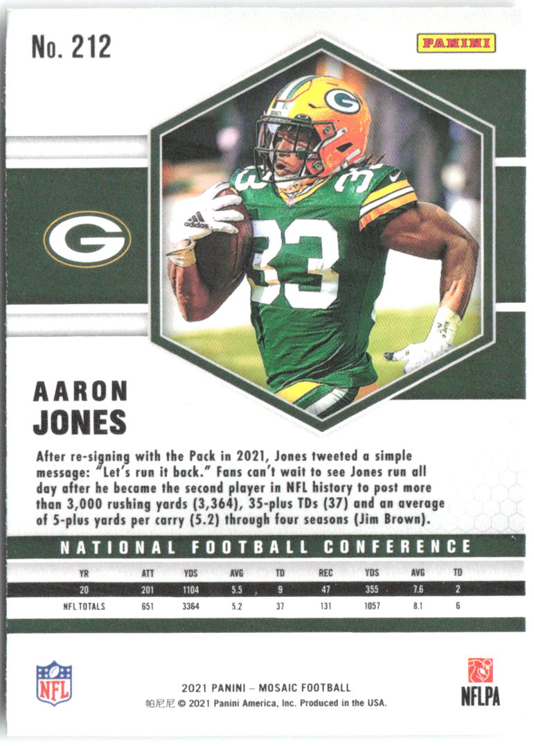 Aaron Jones Panini Mosaic 212 2021 Green Bay Packers