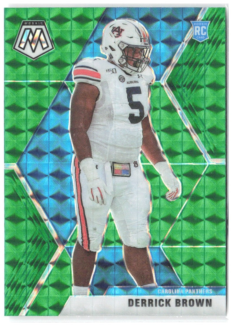 Derrick Brown Panini Mosaic - Prizm Green 244 2020 Carolina Panthers