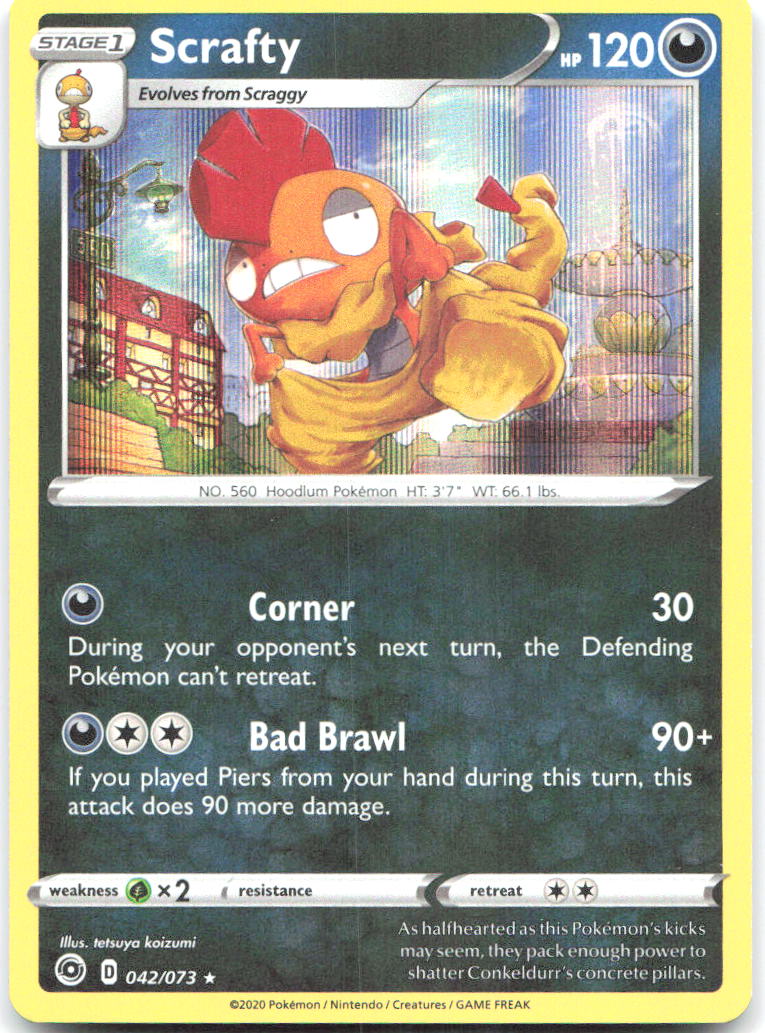 Scrafty Holo Rare Champion's Path 42/73 NM tetsuya koizumi