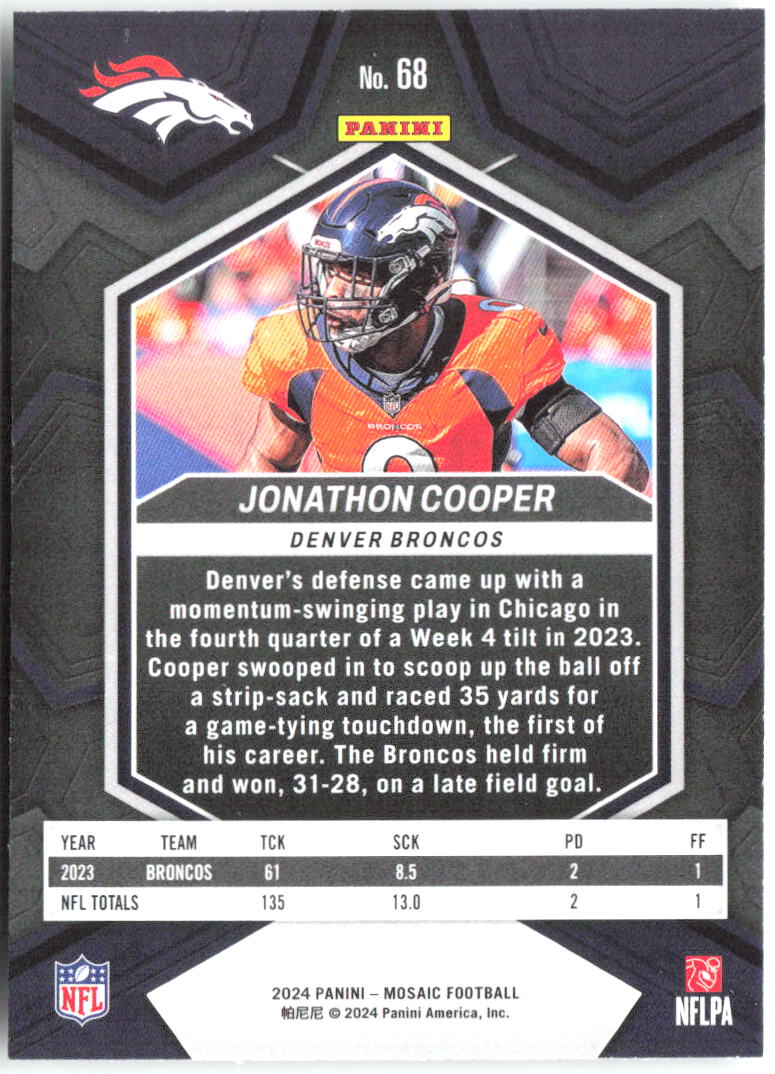 Jonathon Cooper Panini Mosaic 68 2024 Denver Broncos