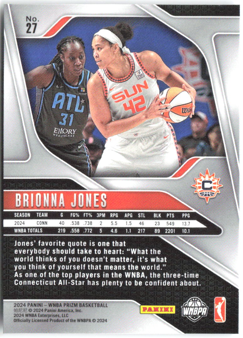 Brionna Jones Panini Prizm WNBA 27 2024 Connecticut Sun