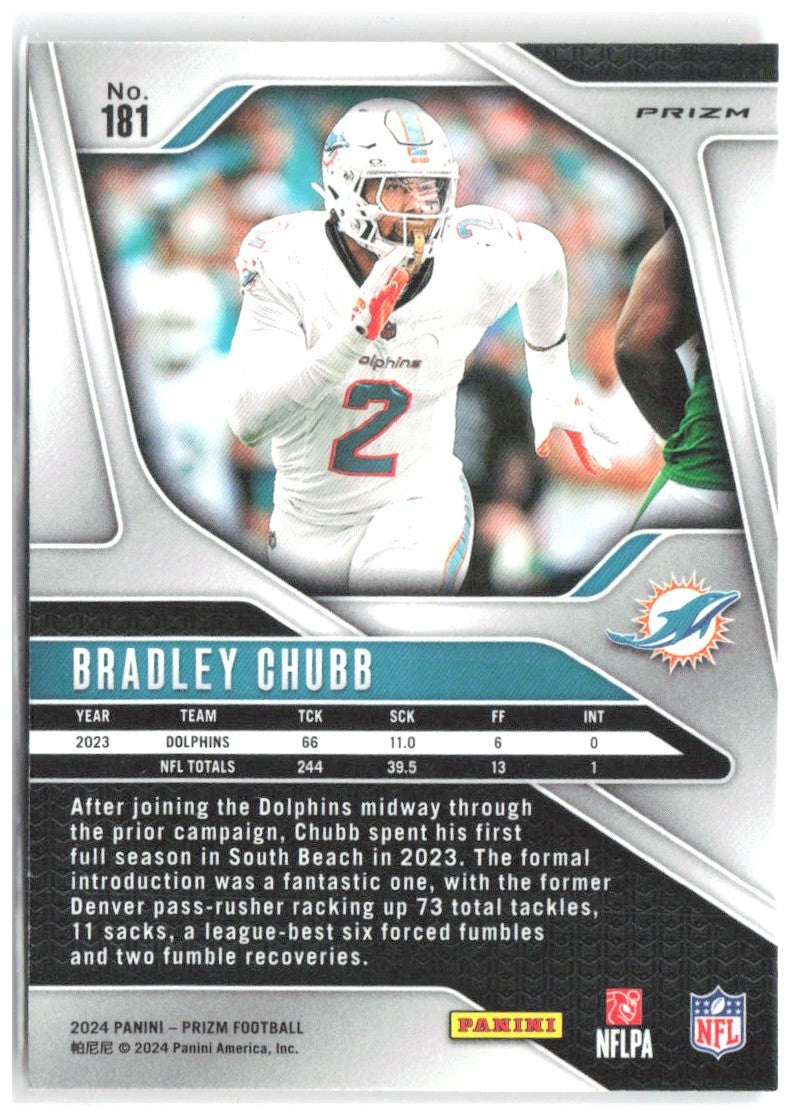 Bradley Chubb Panini Prizm - Lazer 181 2024 Miami Dolphins