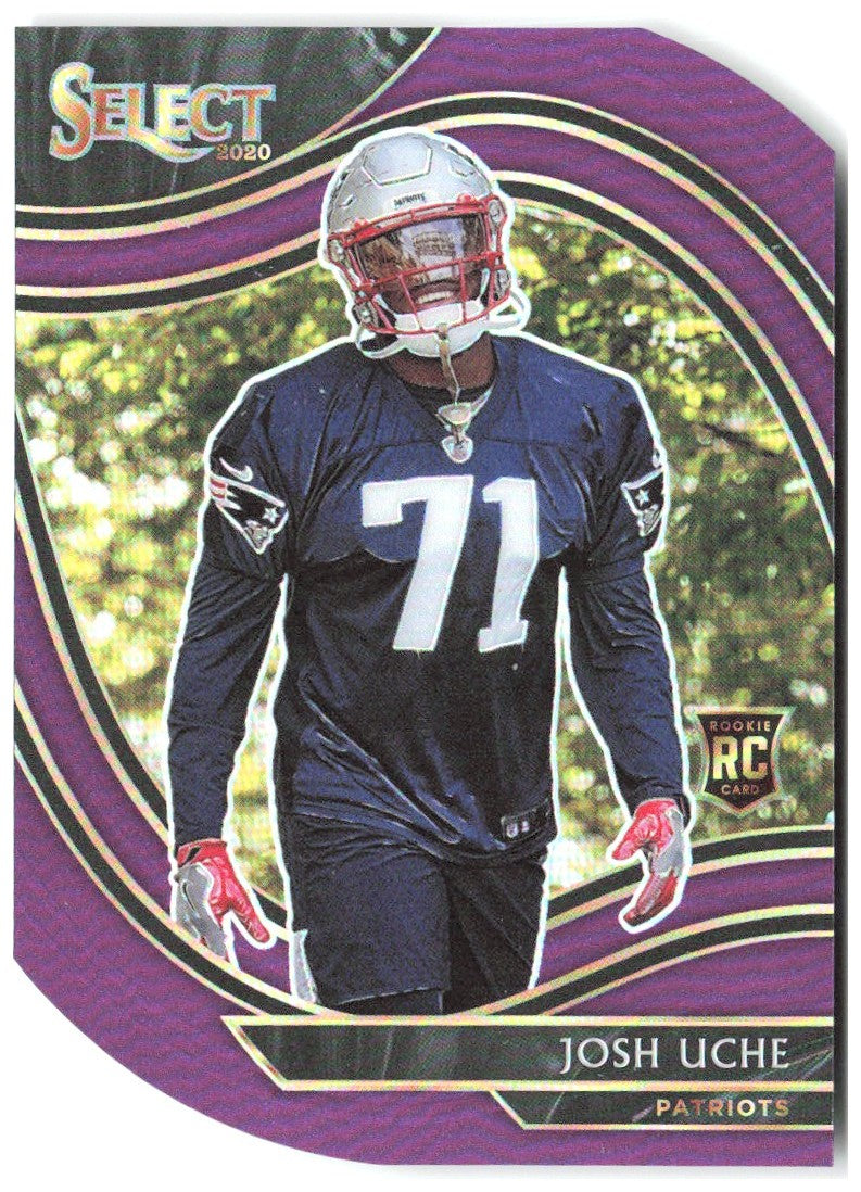 Josh Uche Panini Select - Purple Prizm Die Cut 395 2020 New England Patriots