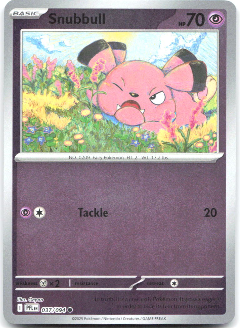 Snubbull Reverse Holo Common ME02 Phantasmal Flames 037/094 NM Gapao