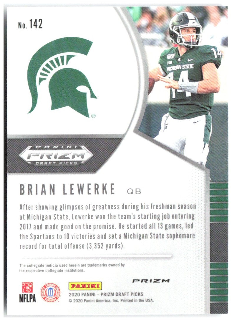 Brian Lewerke Prizm Draft Picks - Prizms Silver 142 2020 Michigan State Spartans