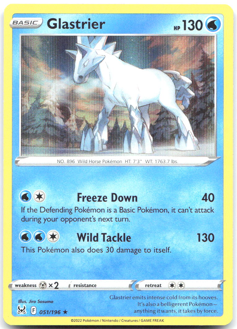 Glastrier Holo Rare SWSH11: Lost Origin 051/196 NM Jiro Sasumo