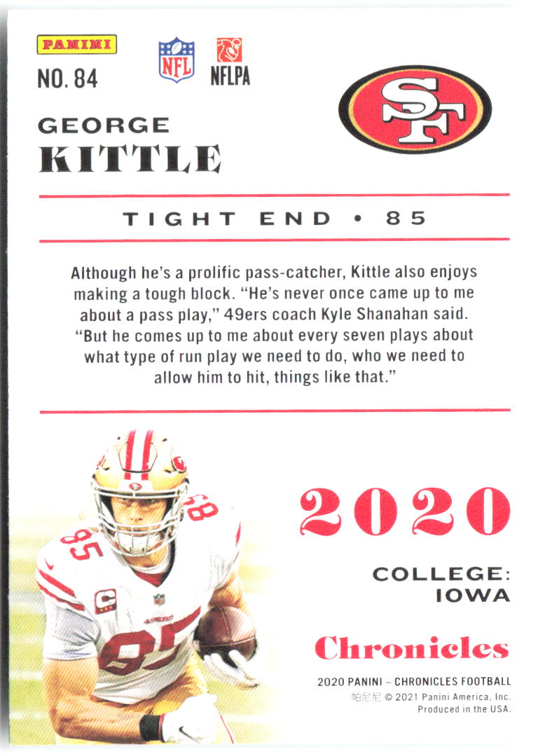 George Kittle Base Panini Chronicles 84 NM