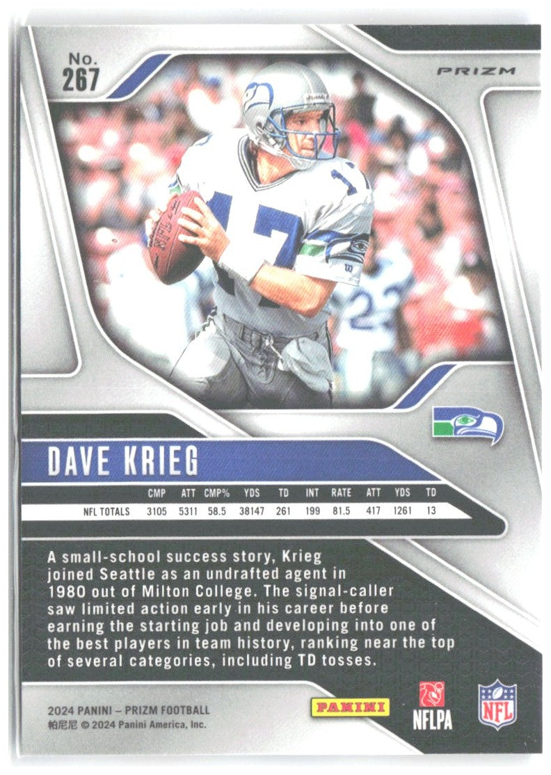Dave Krieg Panini Prizm - Red White and Blue 267 2024 Seattle Seahawks