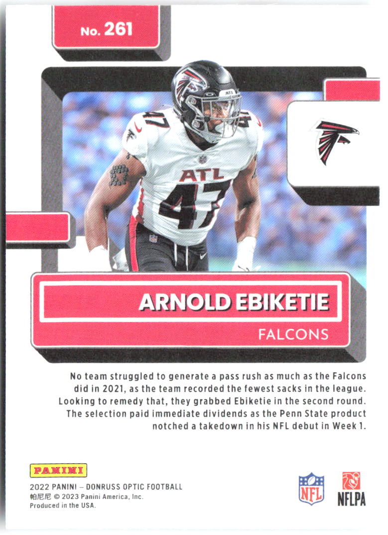 Arnold Ebiketie Donruss Optic 261 2022 Atlanta Falcons RC