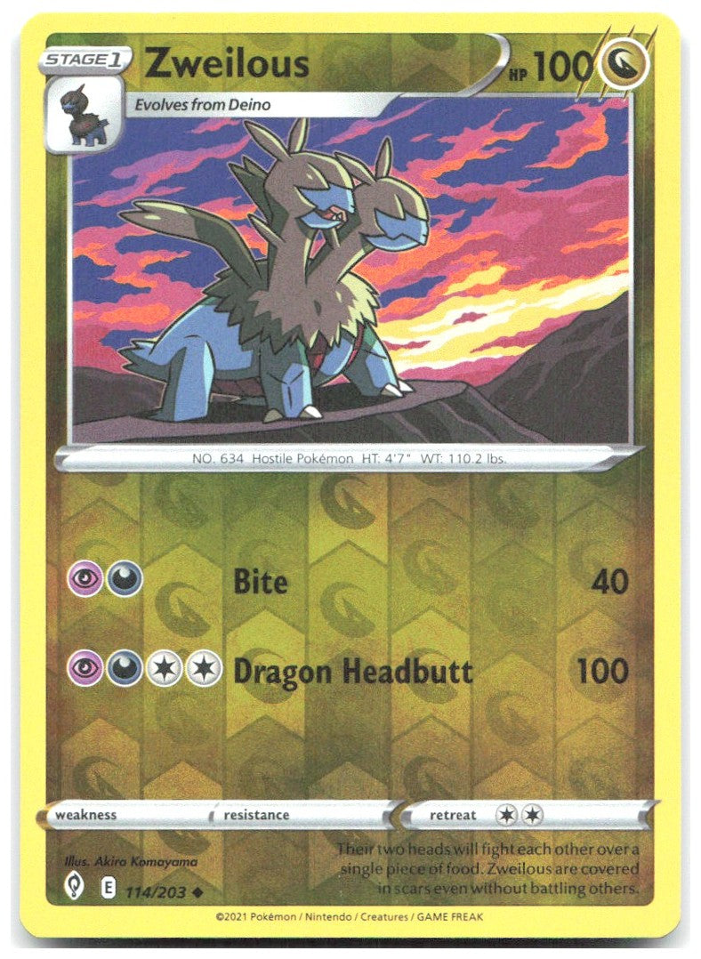 Zweilous Reverse Holo Uncommon SWSH07 Evolving Skies 114/203 NM Akira Komayoma