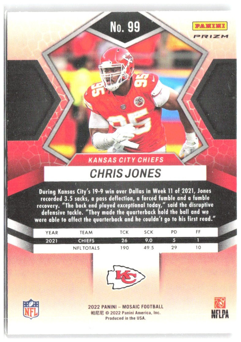 Chris Jones Panini Mosaic - Mosaic 99 2022 Kansas City Chiefs