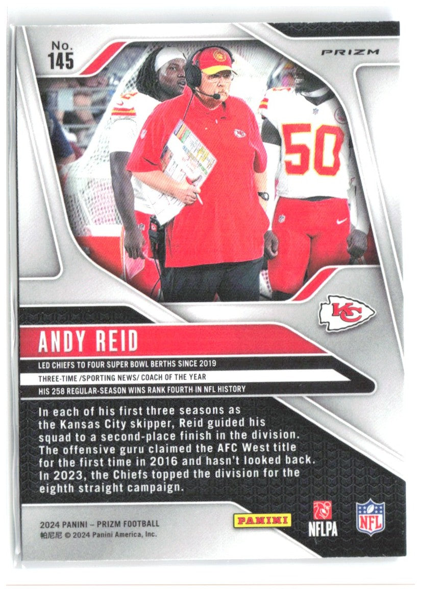 Andy Reid Panini Prizm - Red White and Blue 145 2024 Kansas City Chiefs