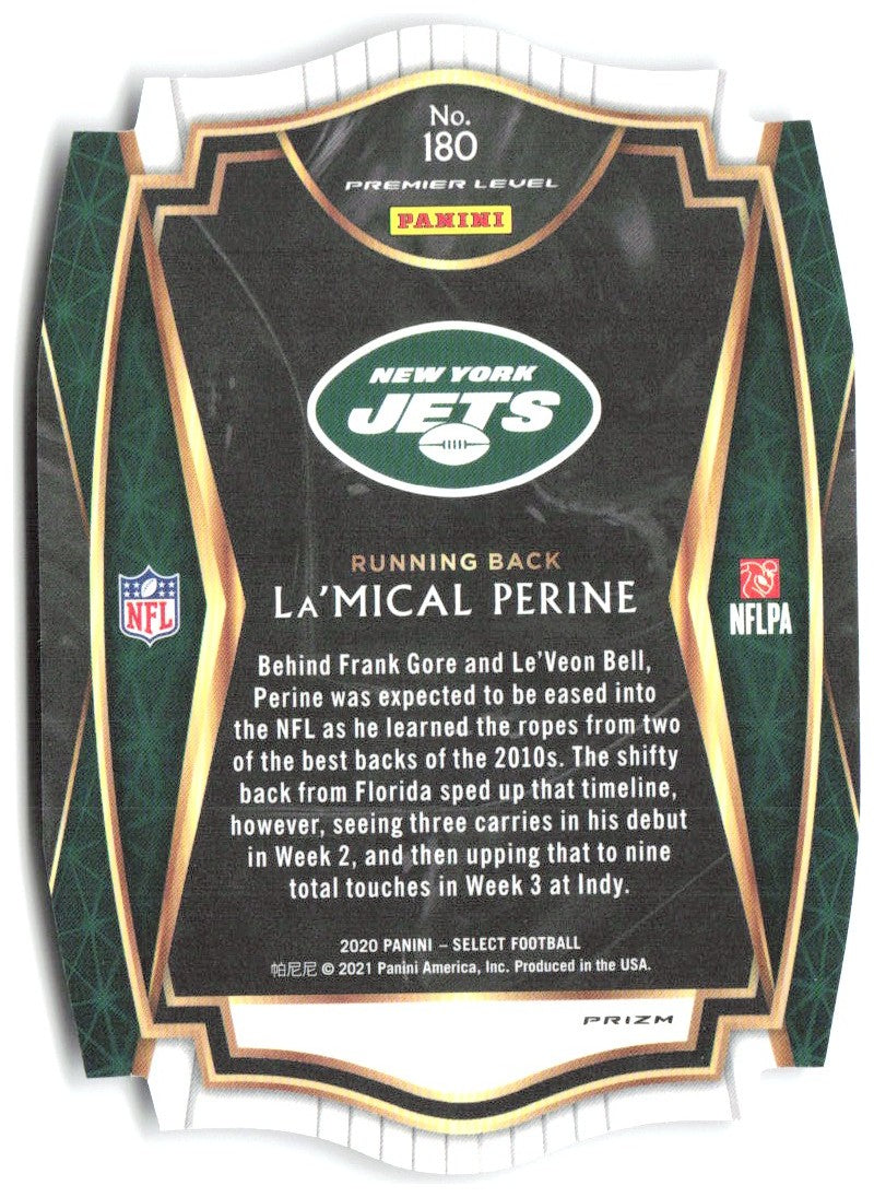 La'Mical Perine Panini Select - Purple Prizm Die Cut 180 2020 New York Jets