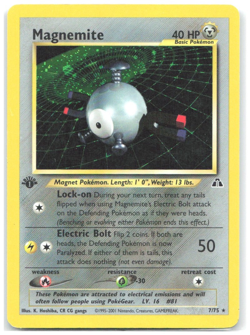 Magnemite 7 1st Edition Holo Rare Neo Discovery 07/75 NM K. Hoshiba CR CG gangs