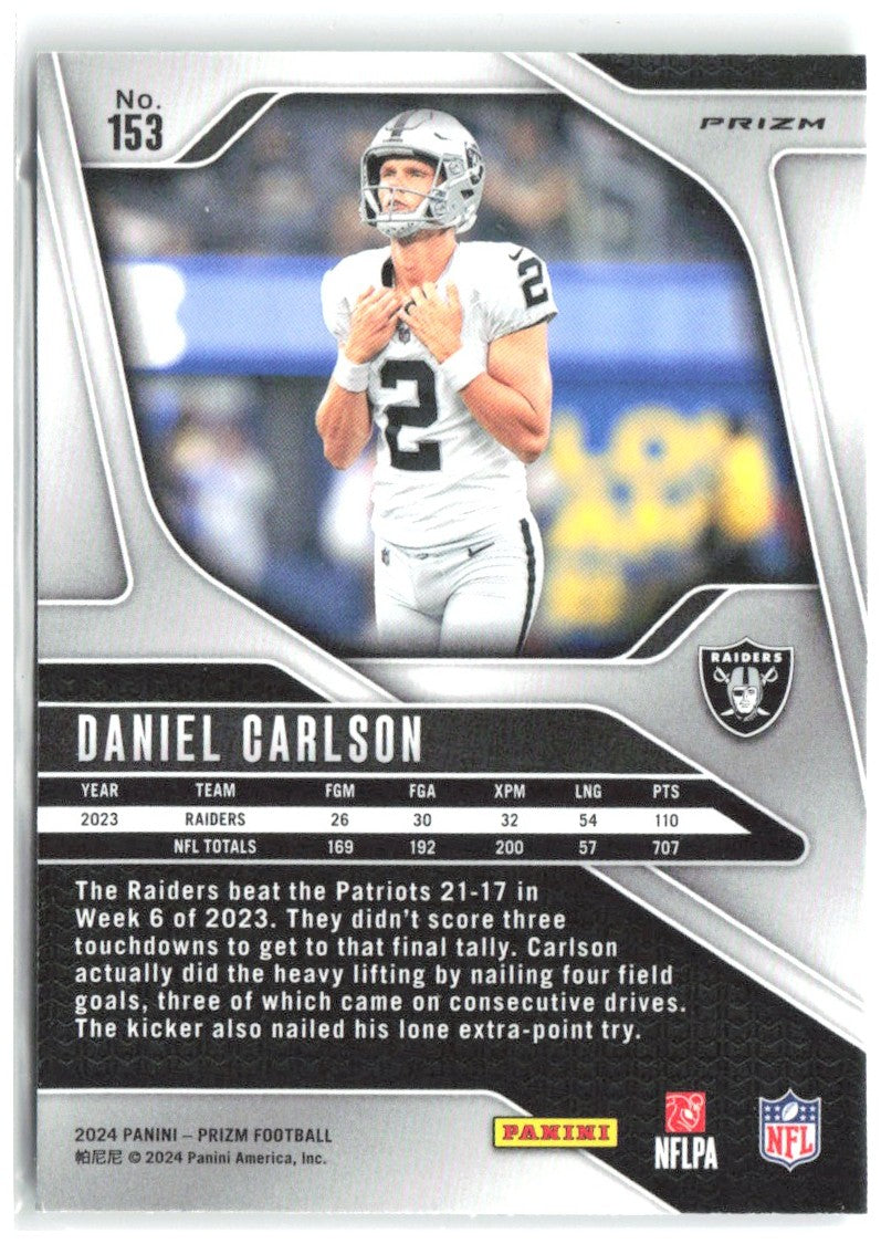 Daniel Carlson Panini Prizm - Green 153 2024 Las Vegas Raiders