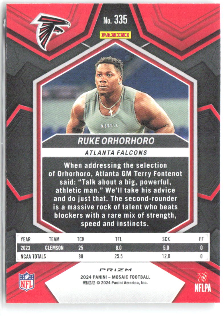 Ruke Orhorhoro Panini Mosaic - Mosaic 335 2024 Atlanta Falcons