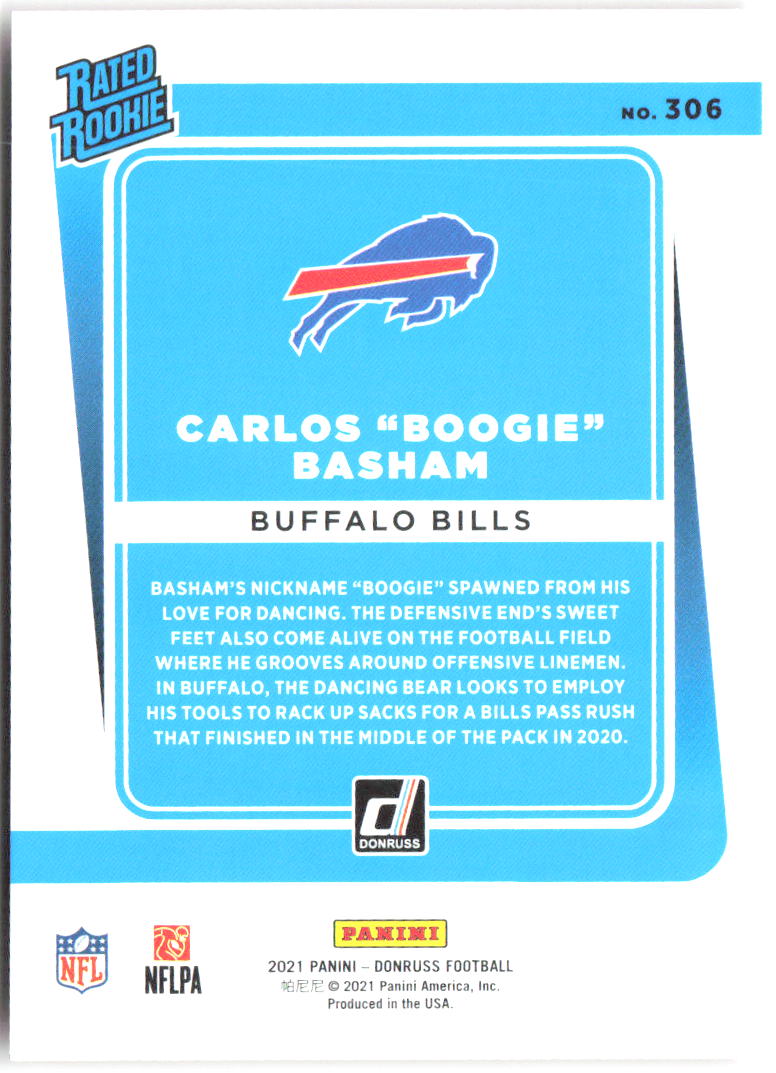 Carlos "Boogie" Basham Donruss - Press Proof Red 306 2021 Buffalo Bills