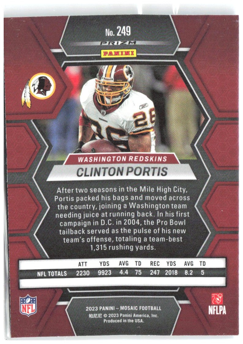 Clinton Portis Panini Mosaic - Reactive Blue Mosaic 249 2023 Washington Redskins