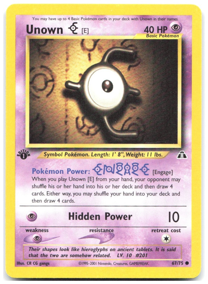 Unown [E] 1st Edition Common Neo Discovery 67/75 NM CR CG gangs