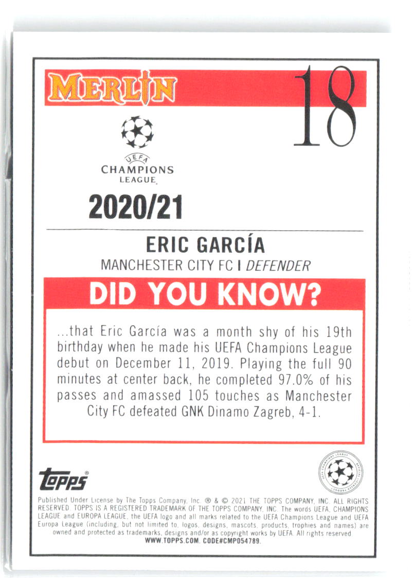 Eric García Merlin UEFA Champions League 18 2020-21 Manchester City RC