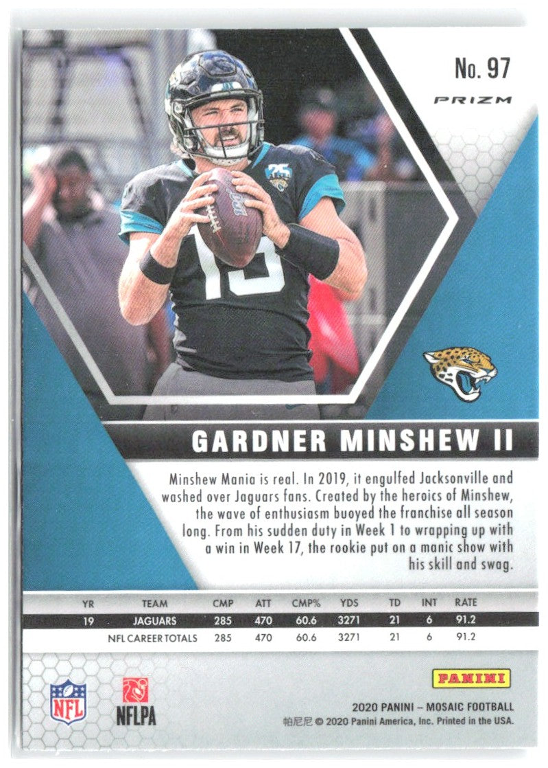 Gardner Minshew II Panini Mosaic - Prizm Silver 97 2020 Jacksonville Jaguars
