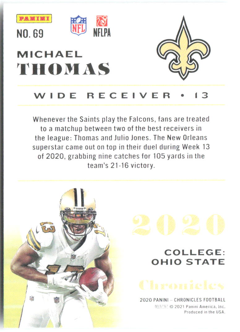 Michael Thomas Panini Chronicles - Pink 69 2020 New Orleans Saints