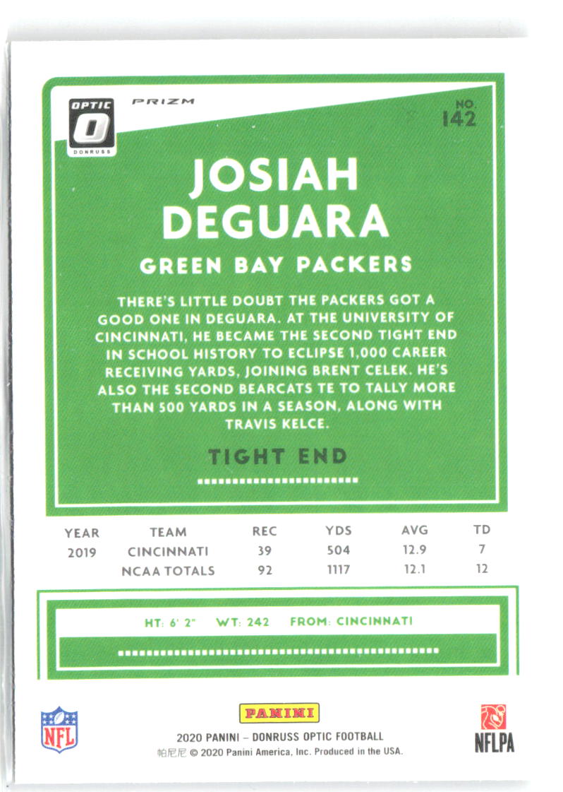 Josiah Deguara Donruss Optic - Holo 142 2020 Green Bay Packers
