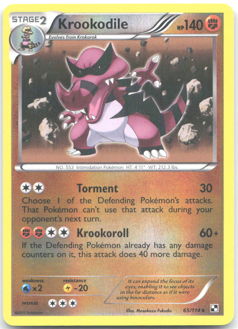 Krookodile Reverse Holo Holo Rare Black and White 65/114 NM Masakazu Fukuda