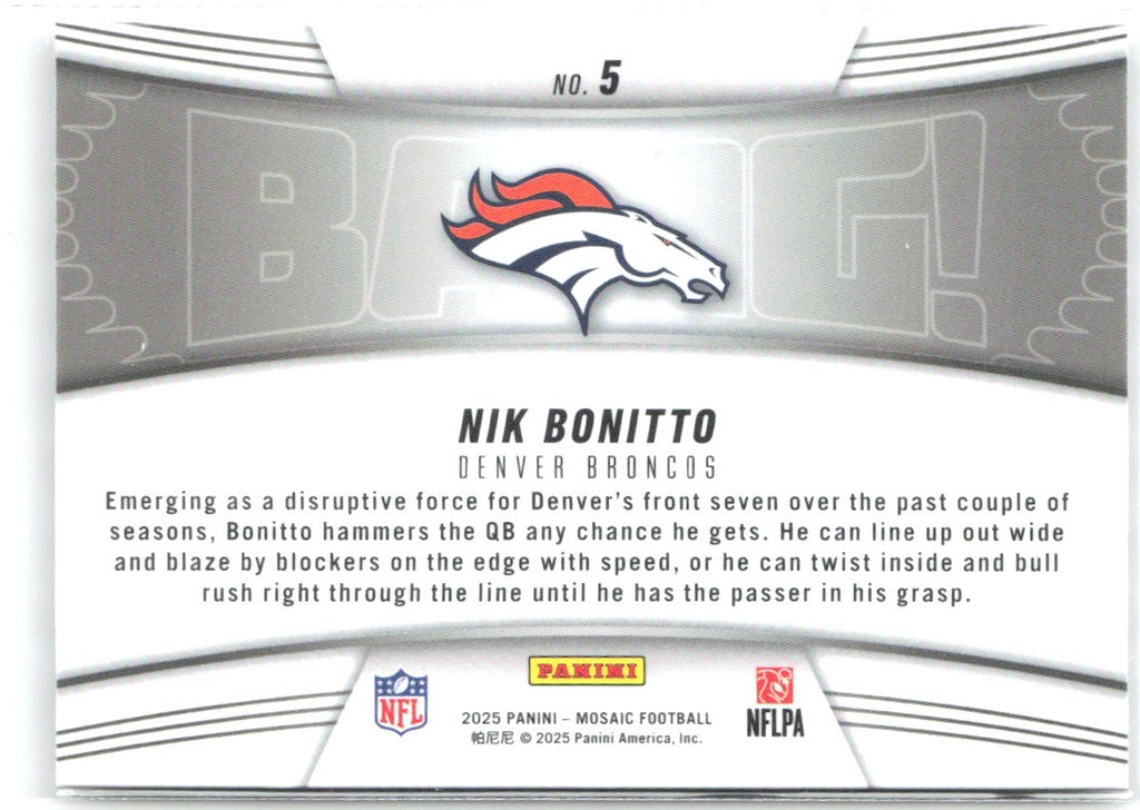 Nik Bonitto Panini Mosaic - Bang! Mosaic 5 2025 Denver Broncos