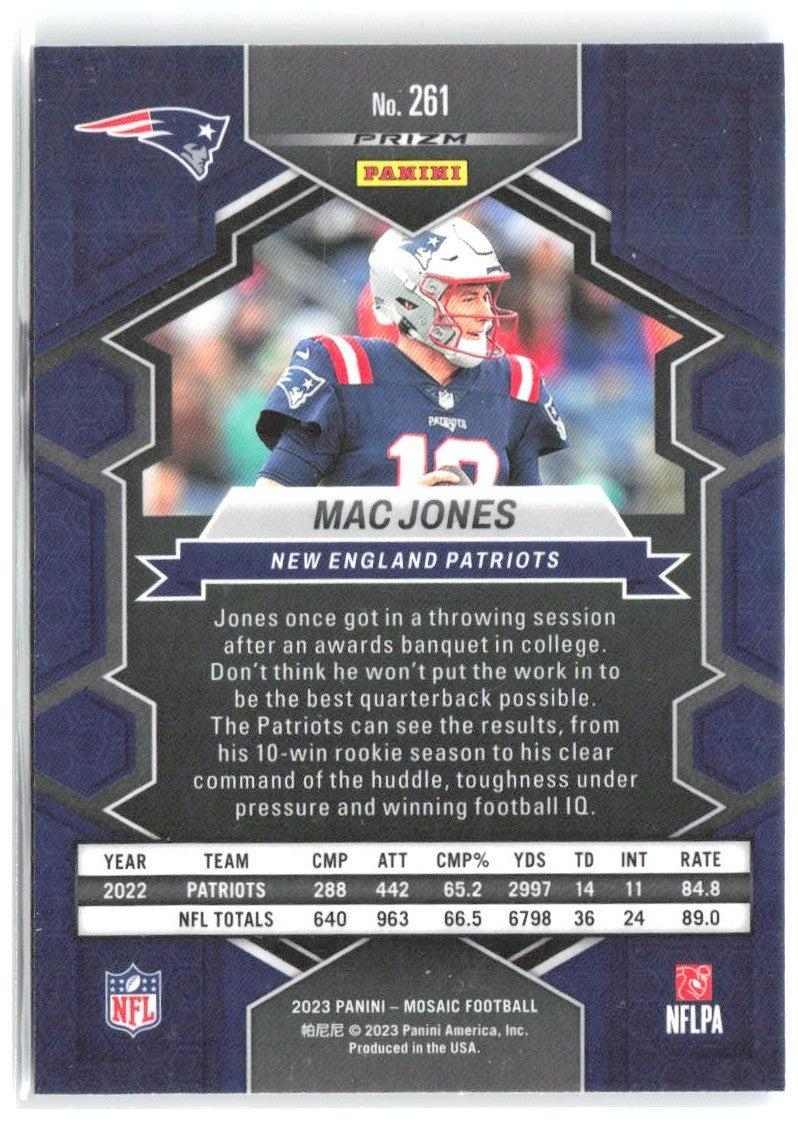 Mac Jones Panini Mosaic - Reactive Blue Mosaic 261 2023 New England Patriots