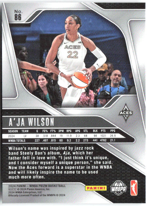 A'ja Wilson Panini Prizm WNBA 86 2024 Las Vegas Aces