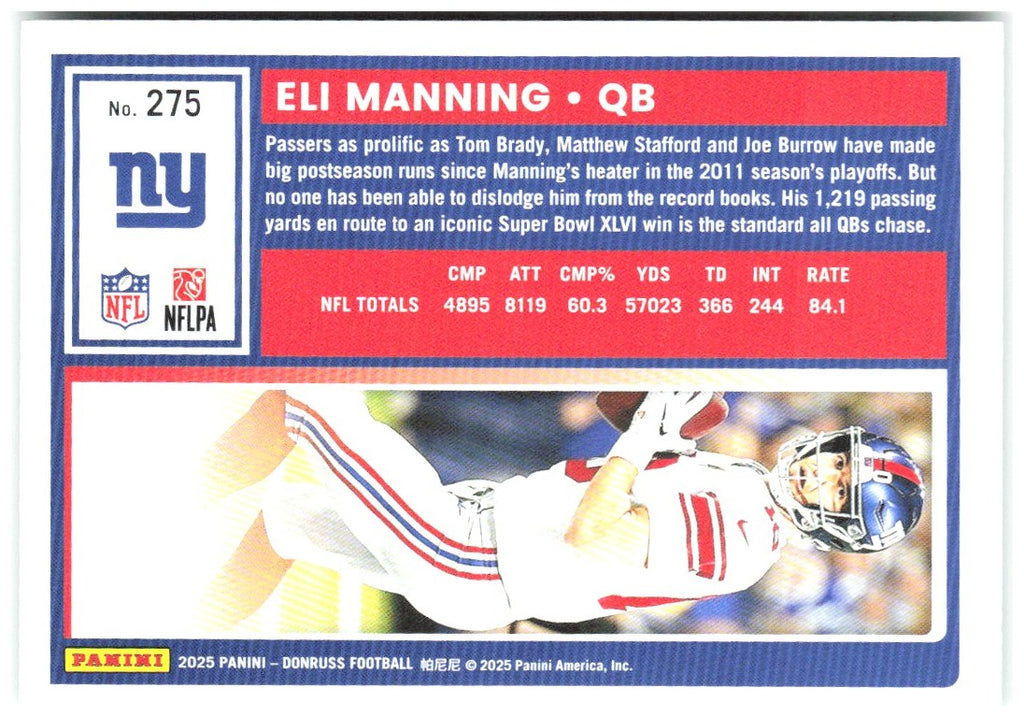 Eli Manning Donruss - Press Proofs Green 275 2025 New York Giants