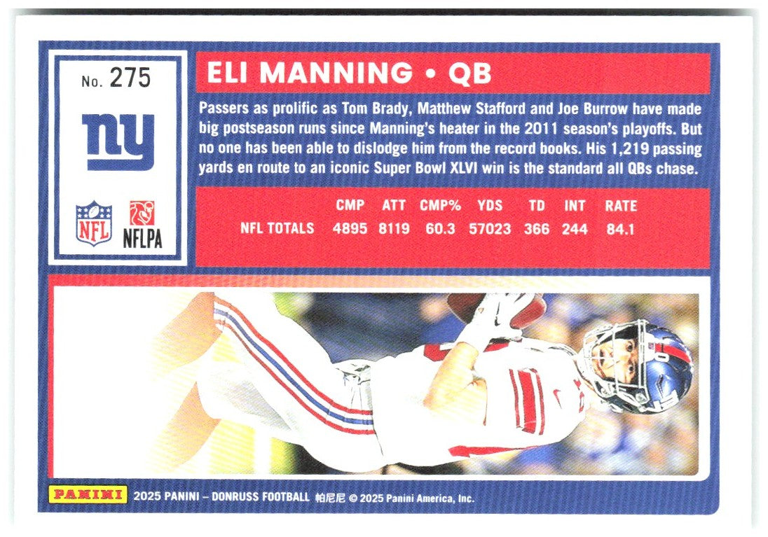 Eli Manning Donruss - Press Proofs Green 275 2025 New York Giants